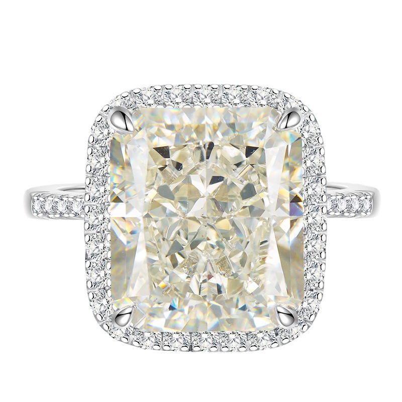 Handmade 8ct Moissanite Diamond Ring 100% Real 925 sterling silver Party Wedding band Rings for Women Men Engagement Jewelry