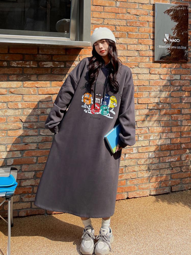 Casual Dresses Overszie Winter Korea Woman Hooded Hoodies Dress Loose Plus Size Fleece Thickening Printed Long Sleeve Sweatshirt Women, Dark grey
Casual Dresses Overszie Winter Korea Woman Hooded Hoodies Dress Loose Plus Size Fleece Thickening Printed Long Sleeve Sweatshirt Women, Dark grey
