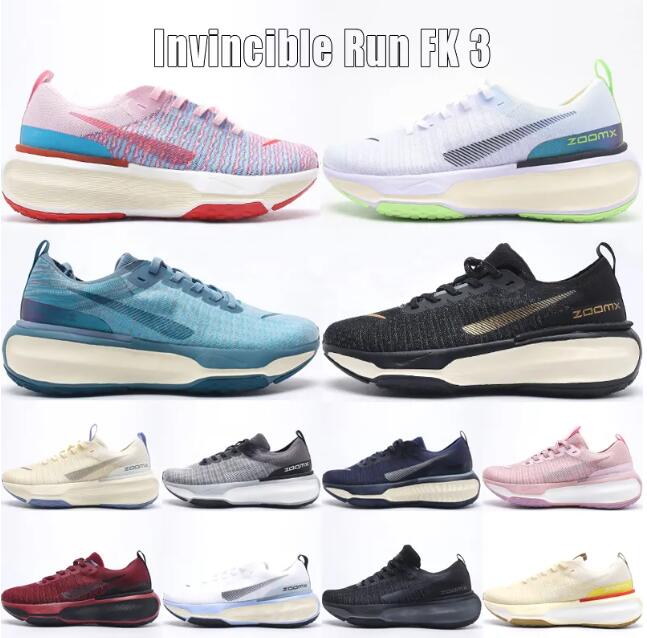 Designer Invincible Run Fk 3 Marathon Running Shoes for Men Women 2023 High Qualitys Oreo Triple Black Midnight Navy Team Red Sail Ice Blue Sports Sneakers