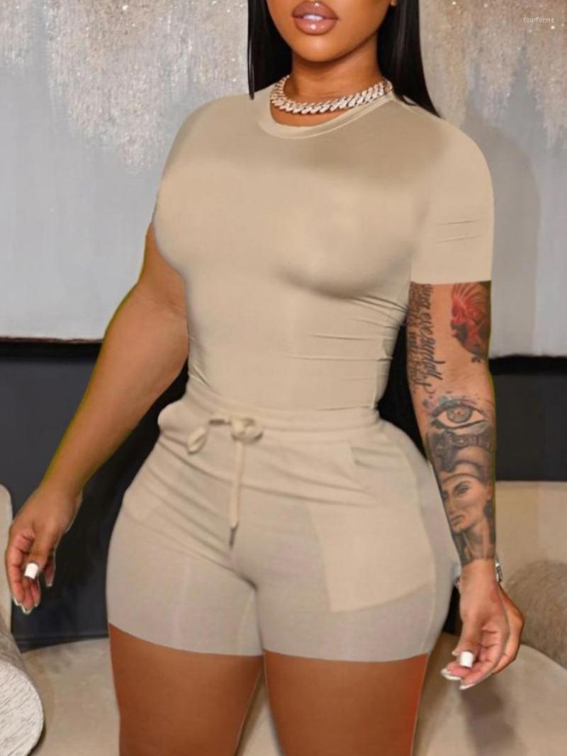 Women' Tracksuits LW Basic Plain Two Pieces For Summer Shorts Set Short Sleeve Round Neck T-shirt&Drawstring Casual Matching Bottoms, Khaki
Women' Tracksuits LW Basic Plain Two Pieces For Summer Shorts Set Short Sleeve Round Neck T-shirt&Drawstring Casual Matching Bottoms, Khaki