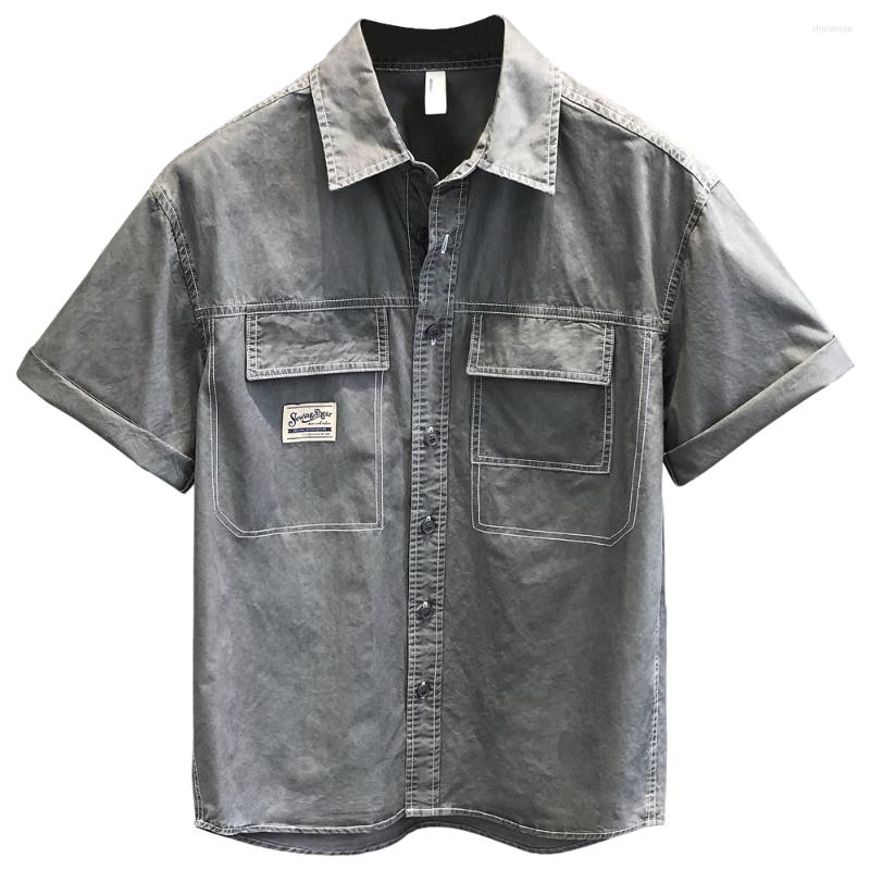 Men's Casual Shirts Vintage Washed Cotton Short-sleeved Shirt Men's Summer American Tooling Coat, Gray
Men's Casual Shirts Vintage Washed Cotton Short-sleeved Shirt Men's Summer American Tooling Coat, Gray