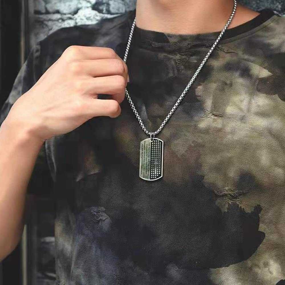 Mens Dog Tag Pendant Necklace Chain With Cross Stainless Steel Necklaces With Bible 18k Gold Plated Collier Jewelry Bijoux Wholesale