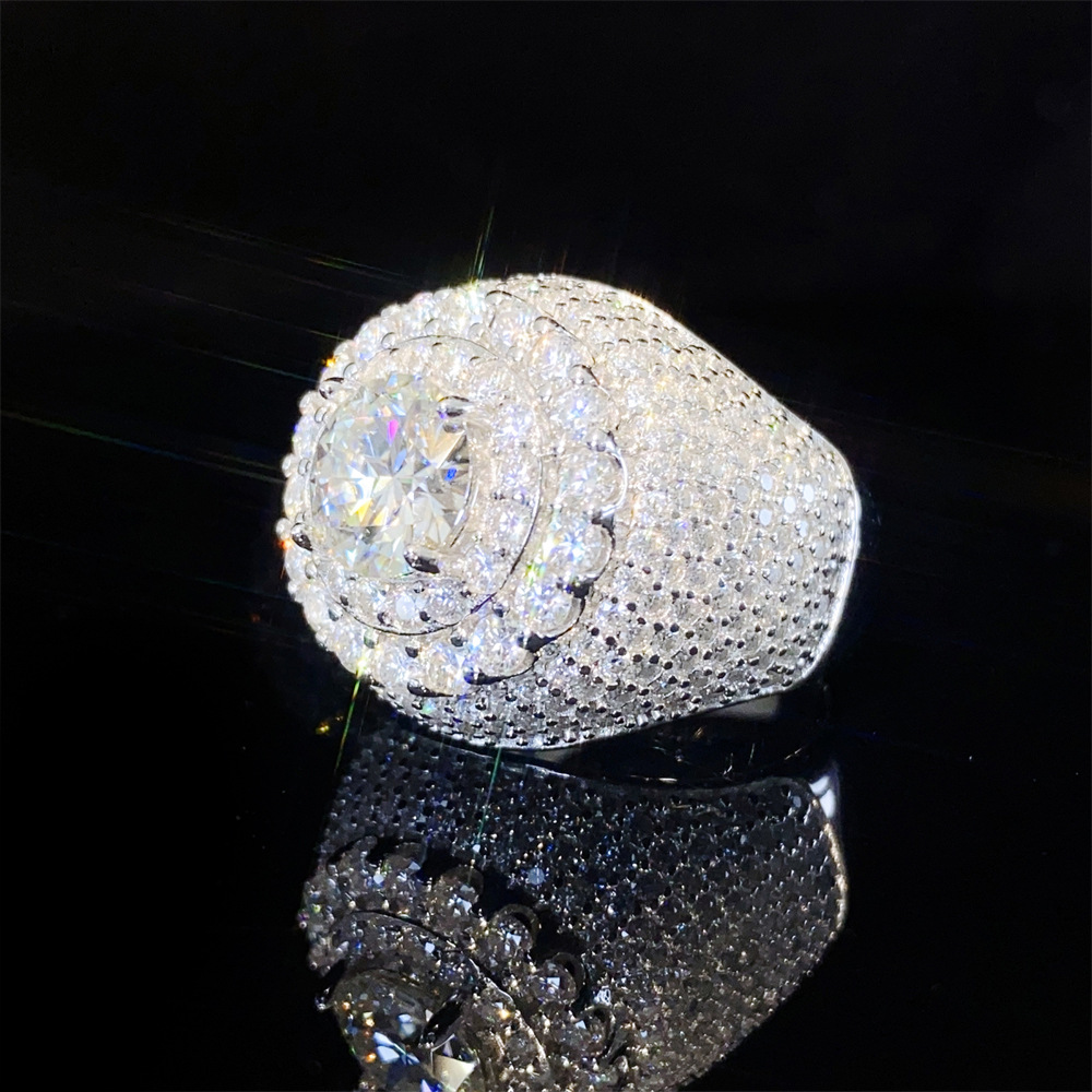 Elegant Men Women Rings S925 Sterling Silver 8mm Moissanite Diamond Ring for Men Women Party Wedding Nice Gift