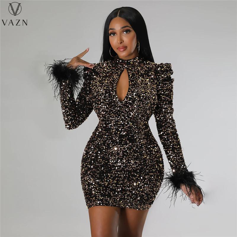 Dresses Vazn 2022 Sequins New High Street Style Women Short Dress Long Sleeve Round Neck Dress Pure Color Lady Mini Short Dress, Auburn
Dresses Vazn 2022 Sequins New High Street Style Women Short Dress Long Sleeve Round Neck Dress Pure Color Lady Mini Short Dress, Auburn