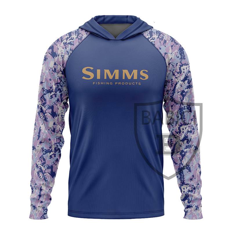 Men's Hoodies Sweatshirts SIMMS Outdoors Fishing Shirt Summer Long Sleeve UPF 50 Quick Dry Breathable Hooded Fishing Clothes Anti-UV Fishing Swea