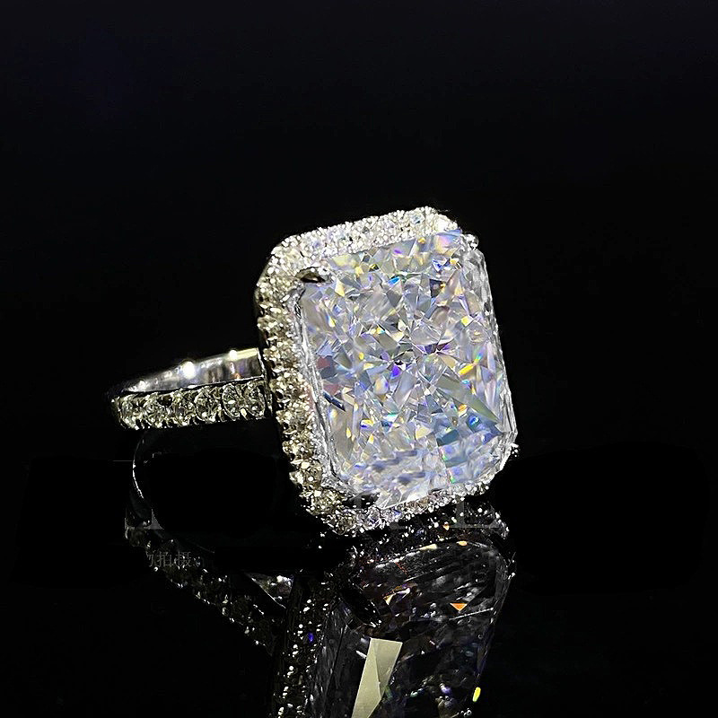 Handmade 8ct Moissanite Diamond Ring 100% Real 925 sterling silver Party Wedding band Rings for Women Men Engagement Jewelry