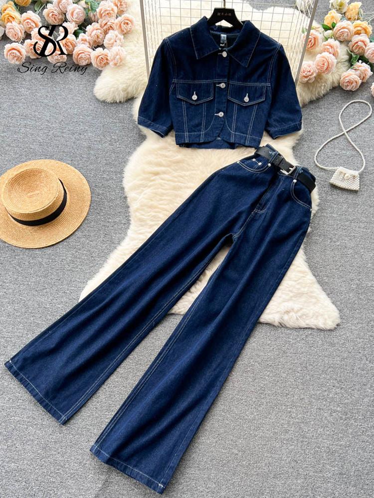 Women's Two Piece Pants SINGREINY Streetwear Denim Pieces Sets Women Short Sleeves Retro Top Wide Legs Long 2023 Fashion Korean Vintage
Women's Two Piece Pants SINGREINY Streetwear Denim Pieces Sets Women Short Sleeves Retro Top Wide Legs Long 2023 Fashion Korean Vintage