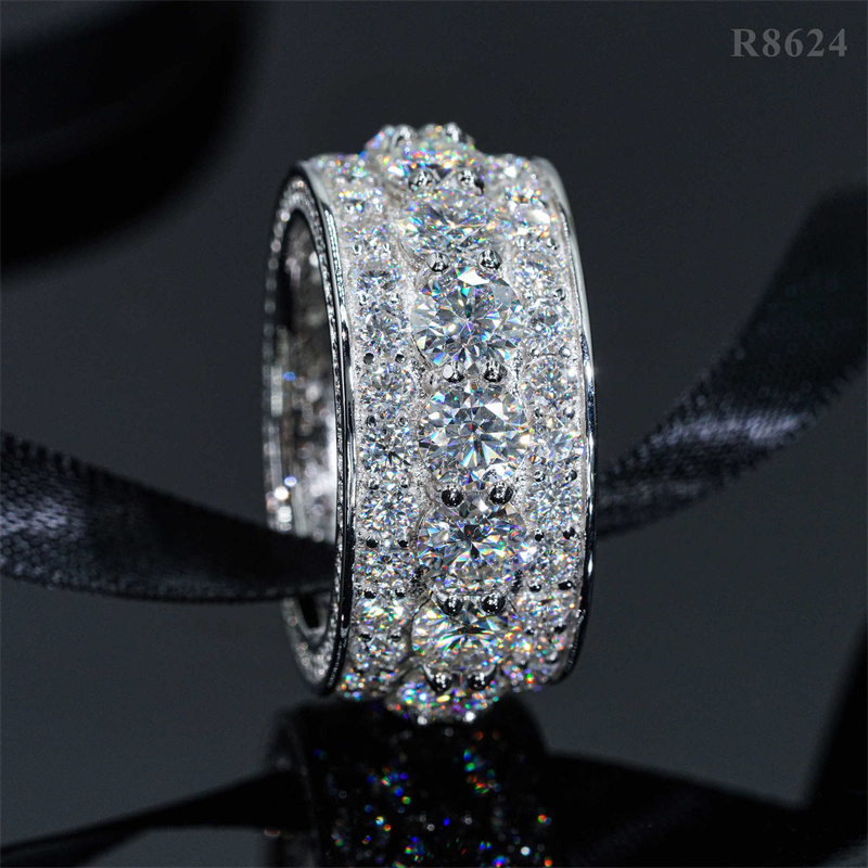 Diamond Passed Test Allergic Free S925 Sterling Silver 5mm Moissanite Ring for Men Women Party Wedding Nice Gift