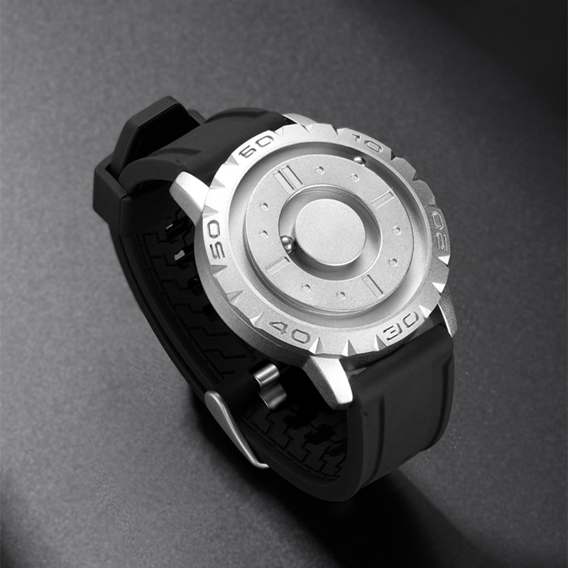 Other Watches Eutour Original Iron Ball Magnetic Pointer Concept Quartz Unusual Men's Watch Fashion Rubber Strap 230601