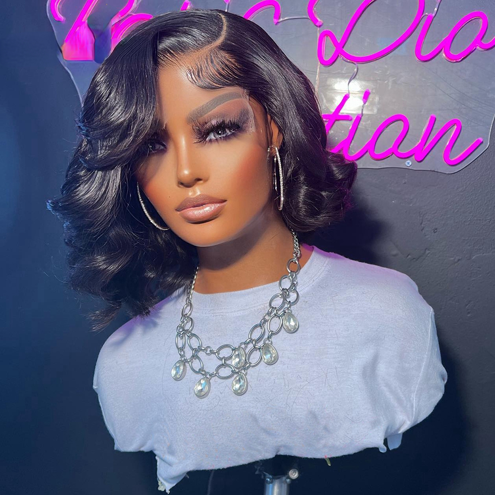 Free shipping Brazilian Highlight Honey Blonde Body Wave Short Bob Wig Glueless Ombre Silation Human Hair 360 Full Lace Front Wigs For Women