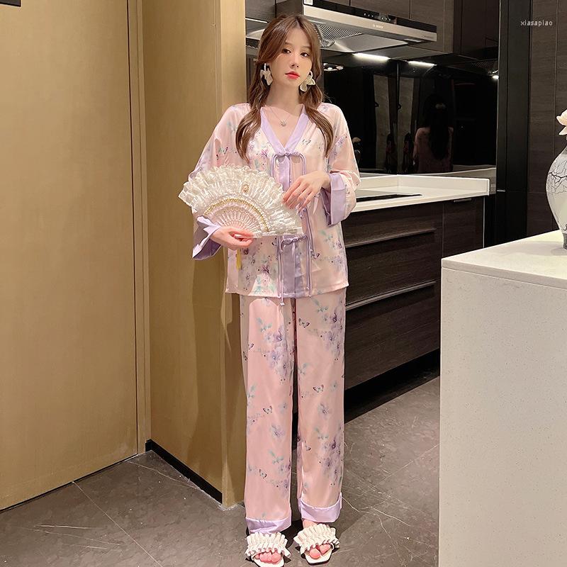 Women's Sleepwear Purple Pajamas Suit With Buttons Lapel Two Pieces Shirt&Pants Set Sexy Pyjamas Pour Femme Long Sleeve Home Clothes
Women's Sleepwear Purple Pajamas Suit With Buttons Lapel Two Pieces Shirt&Pants Set Sexy Pyjamas Pour Femme Long Sleeve Home Clothes