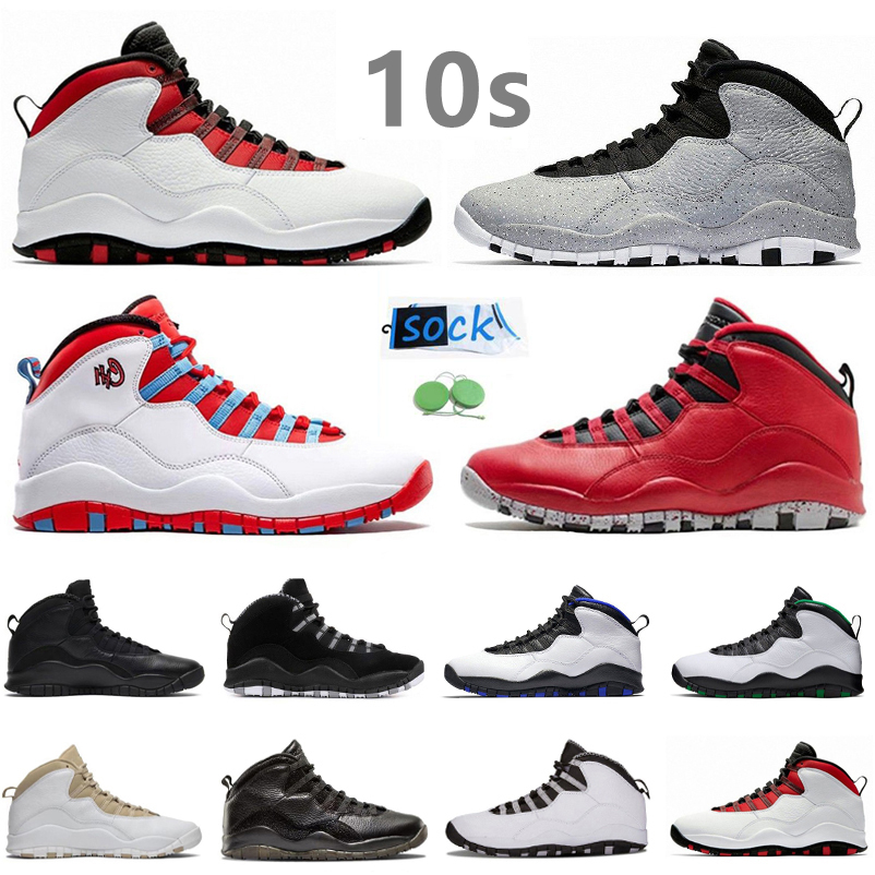 Jumpman 10 10s Men Basketball Shoes Sneaker Bulls Over Broadway Cement Chicago Black Out White Drake Orlando Seattle Steel Grey Linen Mens Trainers Sports Sneakers