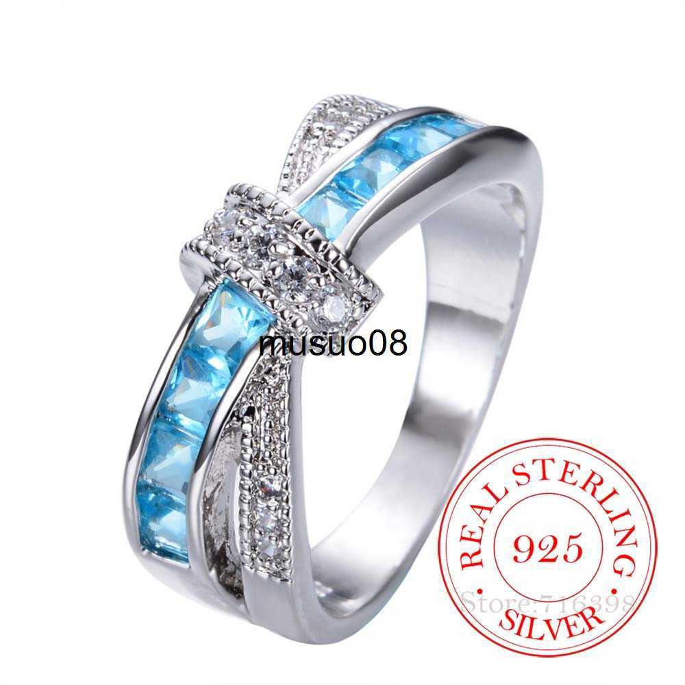 Band Rings 925 Sterling Silver Jewelry Vintage Purple Crystal Couple's Wedding Silver Rings for Women Men Fashion Anel De Prata Bijoux J230602