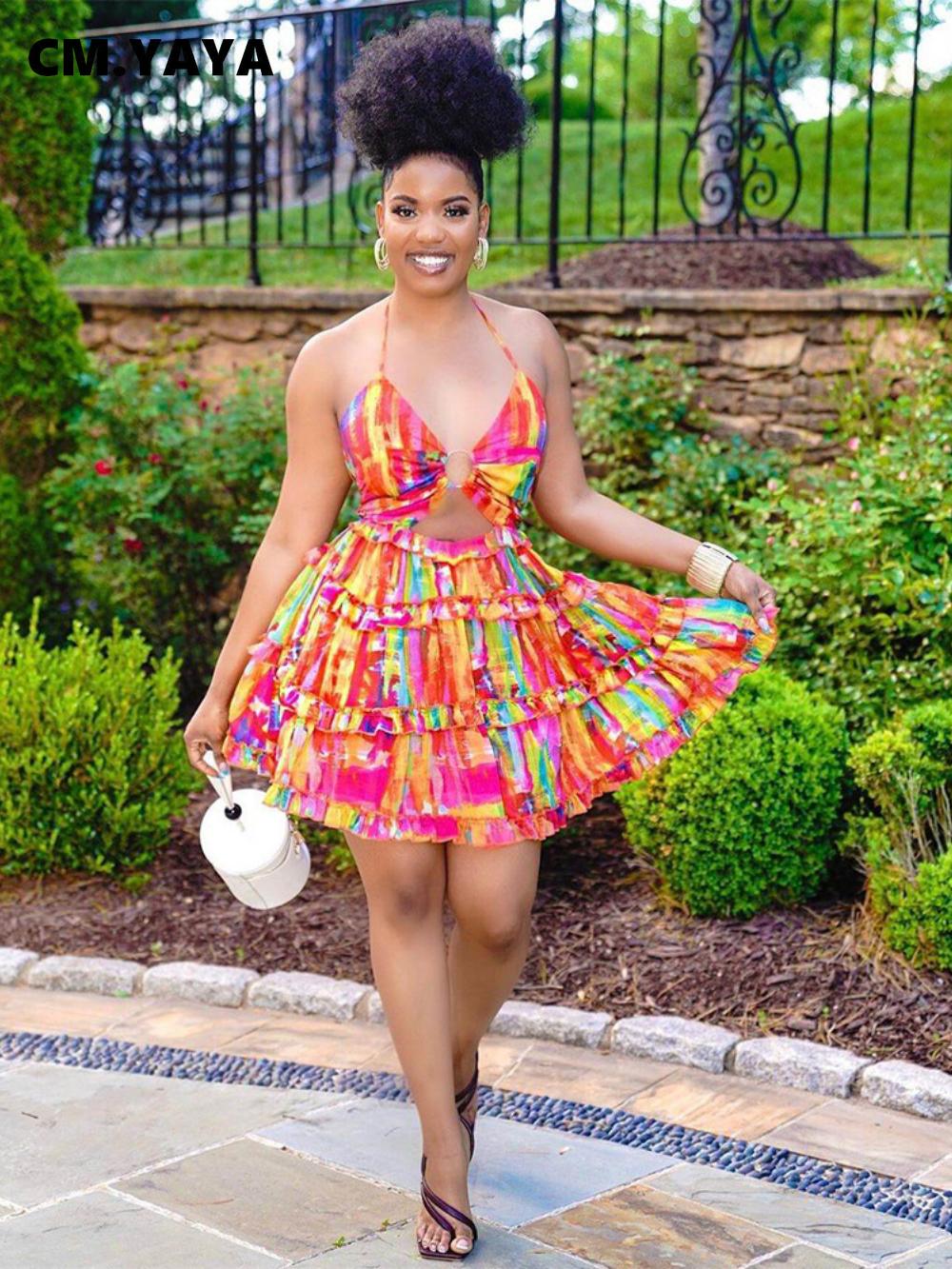 Dresses Cm.yaya Women Elegant Printed Halter Neck Backless Cascading Ruffles Fit Flare Big Swing Beach Dresses 2022 Summer Boho Dress, Dark green
Dresses Cm.yaya Women Elegant Printed Halter Neck Backless Cascading Ruffles Fit Flare Big Swing Beach Dresses 2022 Summer Boho Dress, Dark green
