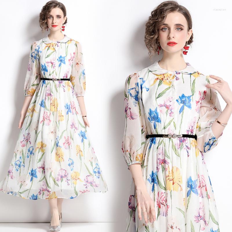 Casual Dresses Women' Spring And Summer High-end Temperament Round-neck Seven-sleeve Printed French Vintage Floral Dress With Belt, Mixed
Casual Dresses Women' Spring And Summer High-end Temperament Round-neck Seven-sleeve Printed French Vintage Floral Dress With Belt, Mixed