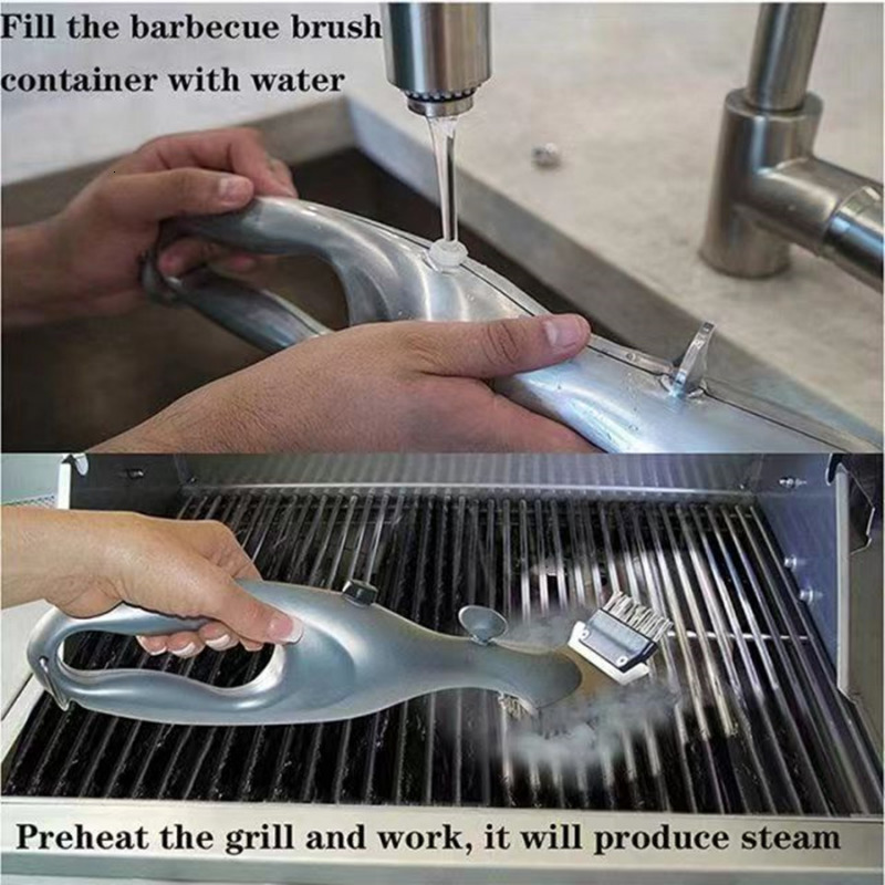 BBQ Tools Accessories *Barbecue Grill Outdoor Steam Cleaning Brushes BBQ Cleaner Suitable For Charcoal Scraper Gas Accessories Cooking Kitchen Tool 23