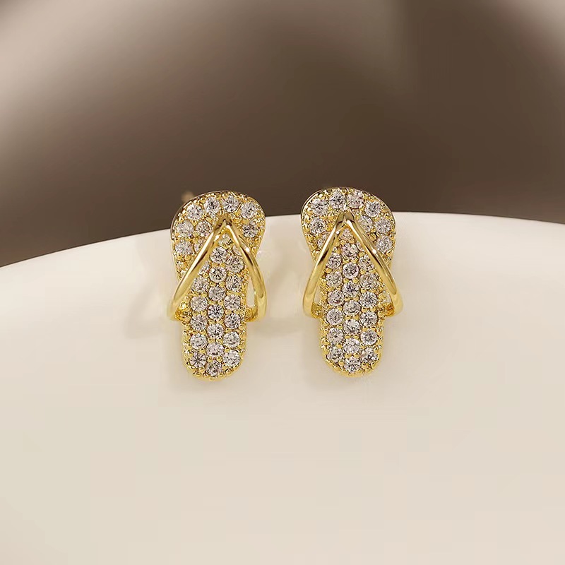 20 Style Cute Mini Shoes Slipper Zircon Stud For Women Gold Color Unusual Earrings Korean Fashion Party Jewelry Free shipping