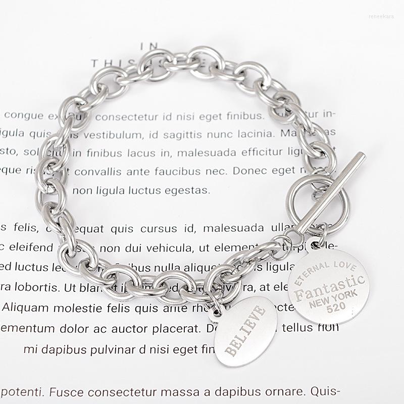 Link Bracelets Personality Titanium Steel Bracelet Men Women Punk Hip Hop Ornaments Stainless Hand Decoration Coin Alphabet Pendant
Link Bracelets Personality Titanium Steel Bracelet Men Women Punk Hip Hop Ornaments Stainless Hand Decoration Coin Alphabet Pendant