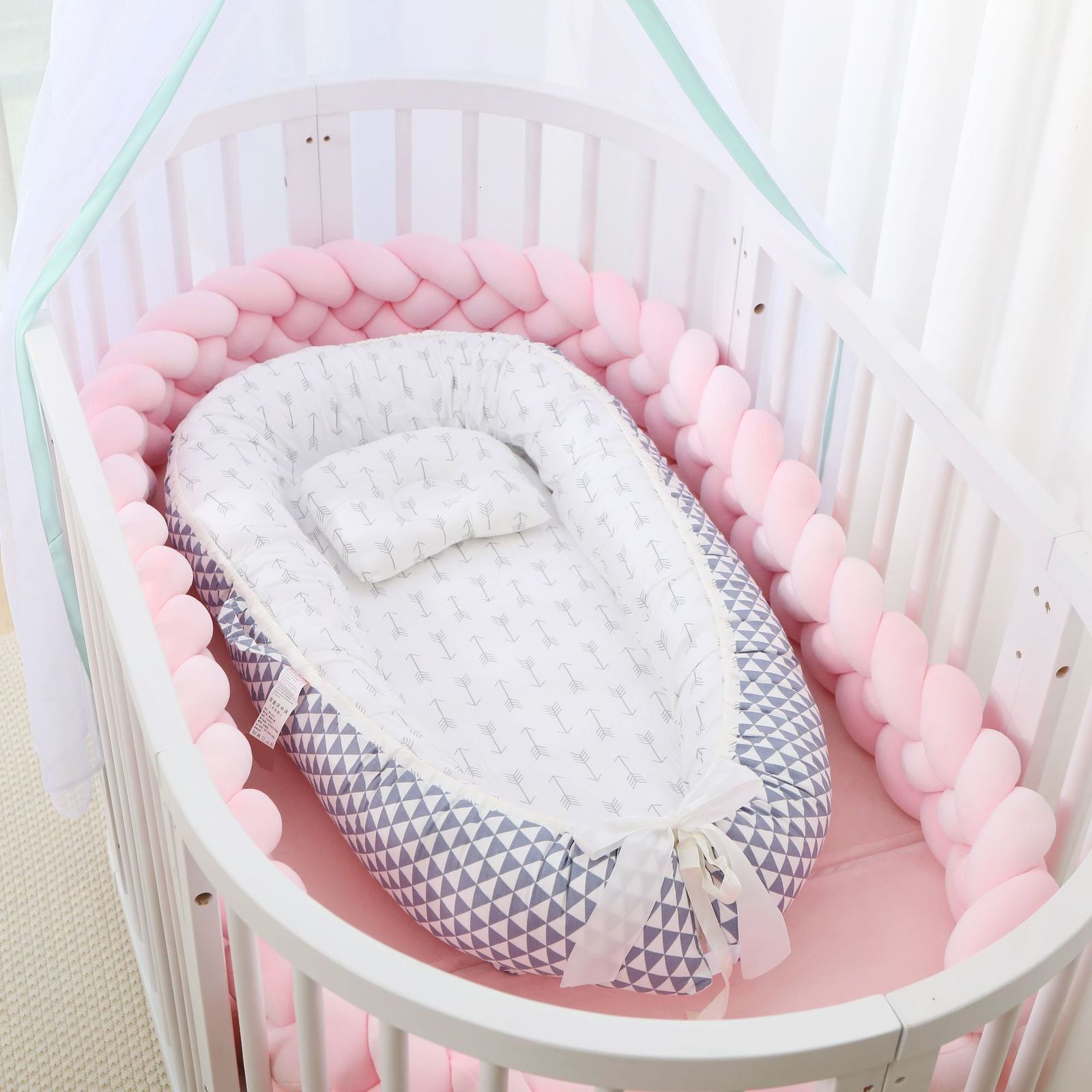 Bed Rails 85x55CM Portable Baby Pressureproof Crib Bionic Pillow Mommy Hug Travel Removable born Sleeping Nest 230601