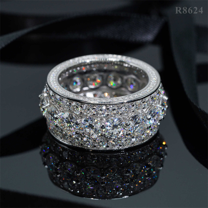 Diamond Passed Test Allergic Free S925 Sterling Silver 5mm Moissanite Ring for Men Women Party Wedding Nice Gift