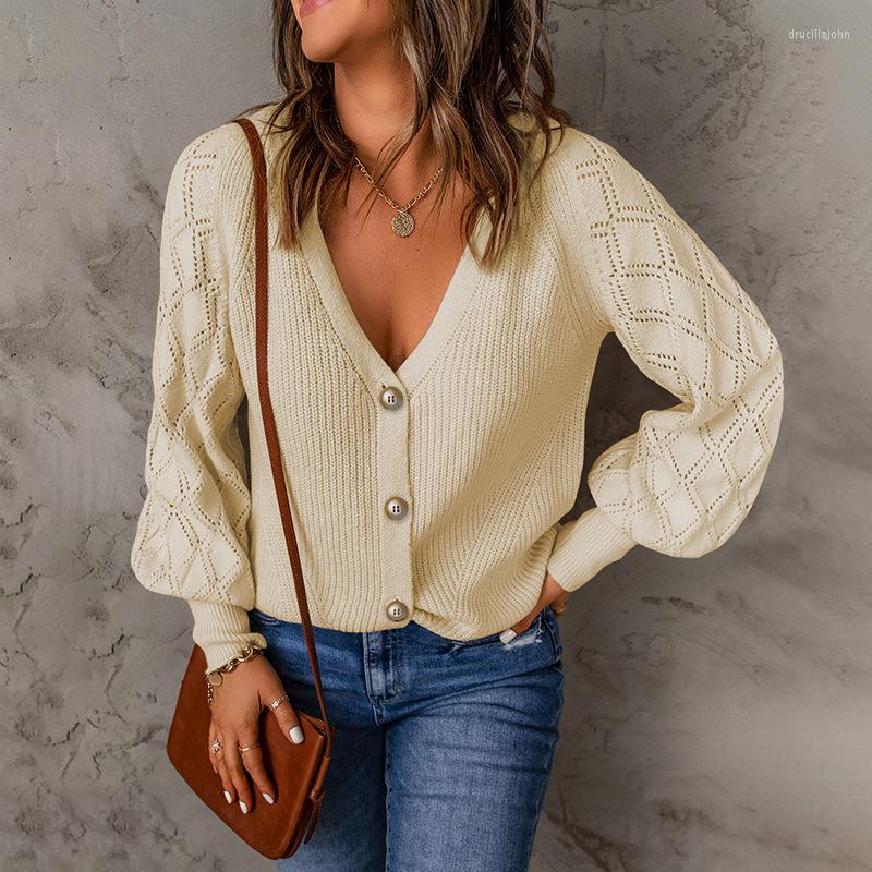 Women' Knits Women Solid Knitted Coat Knitwear Pull V Neck Rhombus Hollow Lantern Long Sleeve Cardigan Single-Breasted Sweaters, Camel
Women' Knits Women Solid Knitted Coat Knitwear Pull V Neck Rhombus Hollow Lantern Long Sleeve Cardigan Single-Breasted Sweaters, Camel
