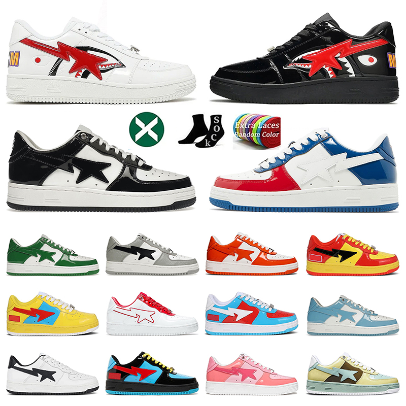 Designer Bape Sta Bapesta SK8 Casual Shoes Low Baped for men Sneakers Patent Leather Black White Blue Camouflage Skateboarding Plate-forme Trainers Sports Star Logo, Navy color combo
Designer Bape Sta Bapesta SK8 Casual Shoes Low Baped for men Sneakers Patent Leather Black White Blue Camouflage Skateboarding Plate-forme Trainers Sports Star Logo, Navy color combo