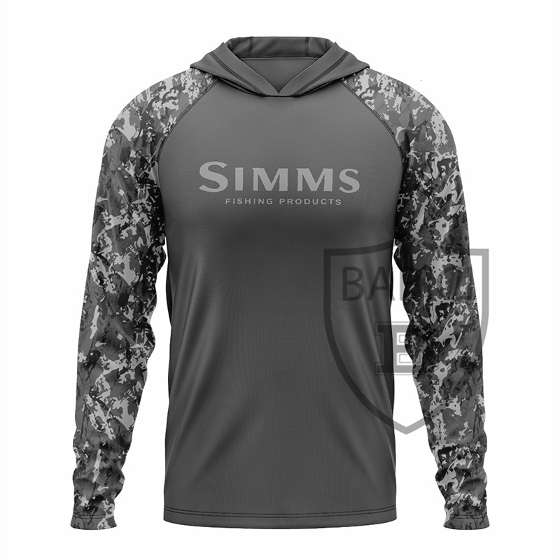 Men's Hoodies Sweatshirts SIMMS Outdoors Fishing Shirt Summer Long Sleeve UPF 50 Quick Dry Breathable Hooded Fishing Clothes Anti-UV Fishing Swea