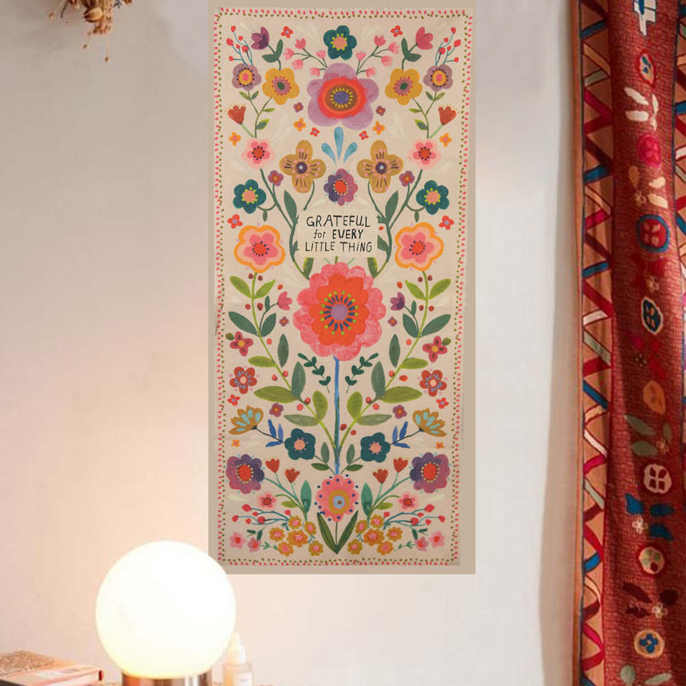 Tapestries Spring Floral Wall Tapestry Hangings Be Kind Brave Decor Flower Garden Hanging Home Paintings 230531