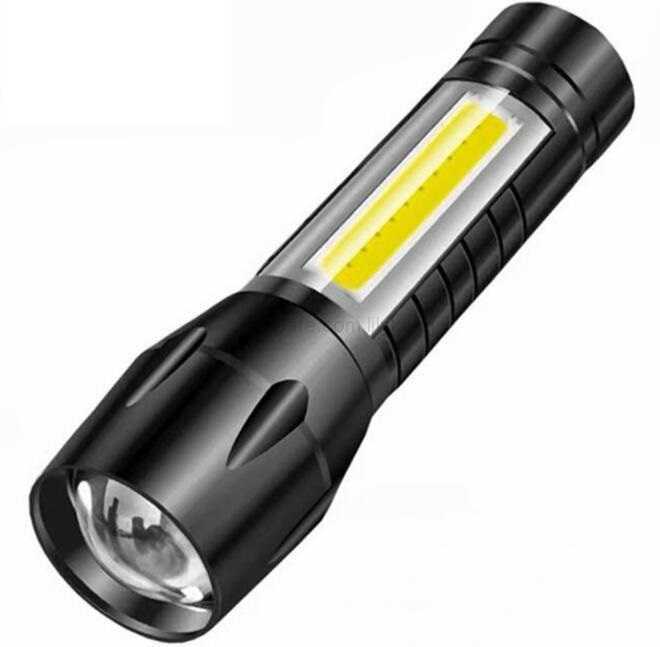 mini USB rechargeable COB flashlight adjutable zoom aluminium alloy Q5 torch portable outdoor camping lamp 3W built in battery flashlights lights with
