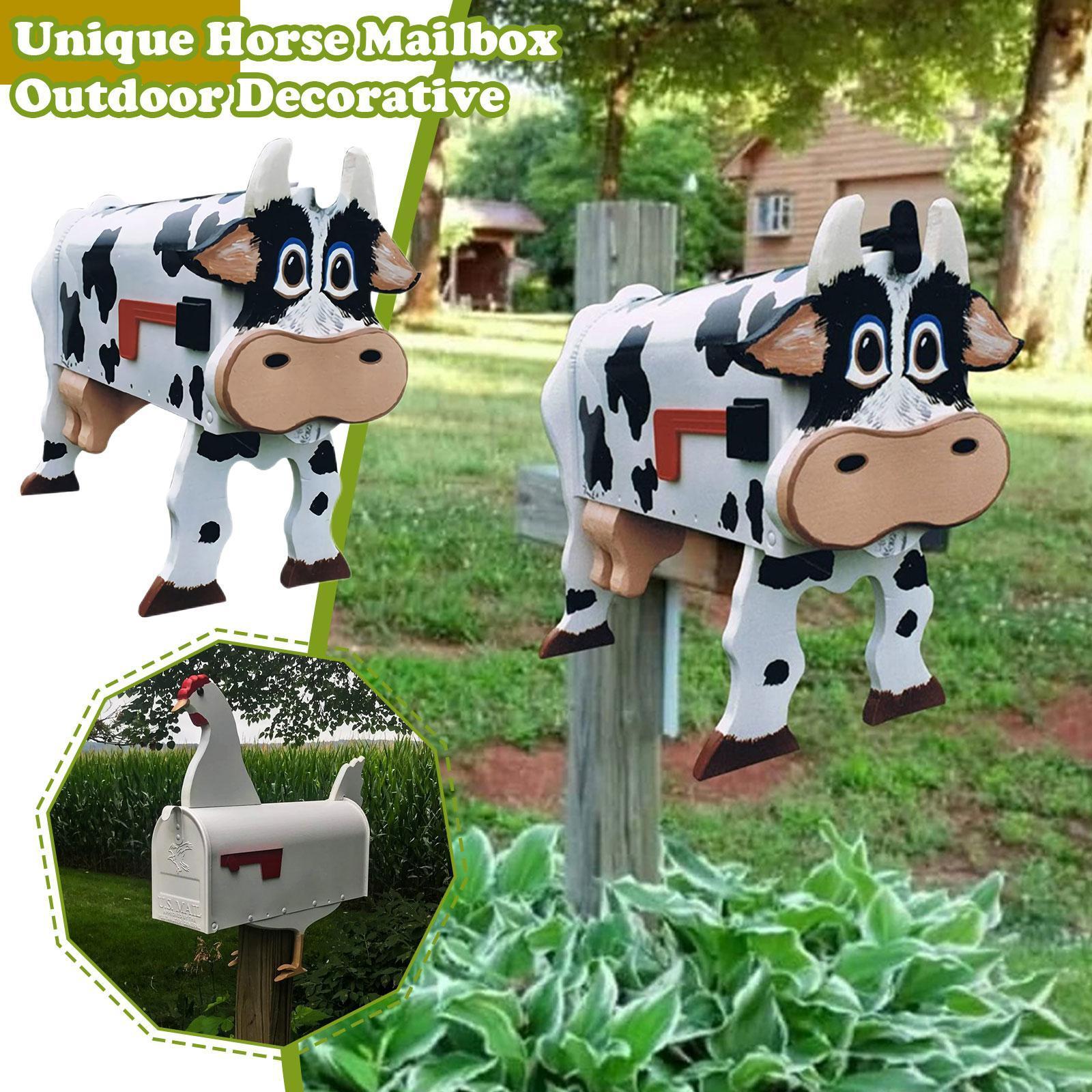 Garden Decorations Unique Chicken Cow Horse Mailbox Metal Wall Mounted Post Box Weatherproof Farm Animal Mailboxes Outside Decoration Crafts 230603