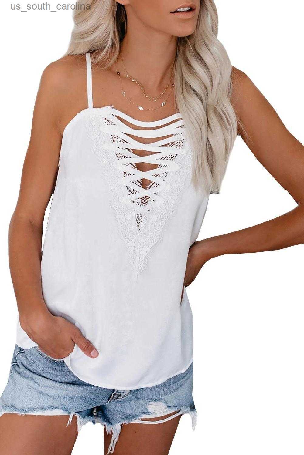 Camis White/Black/Apricot Sweet Cross Lace Patchwork V Neck Cami Top Women Summer Hollow Out Casual Beach Tank Tops S-2XL L230522
Camis White/Black/Apricot Sweet Cross Lace Patchwork V Neck Cami Top Women Summer Hollow Out Casual Beach Tank Tops S-2XL L230522