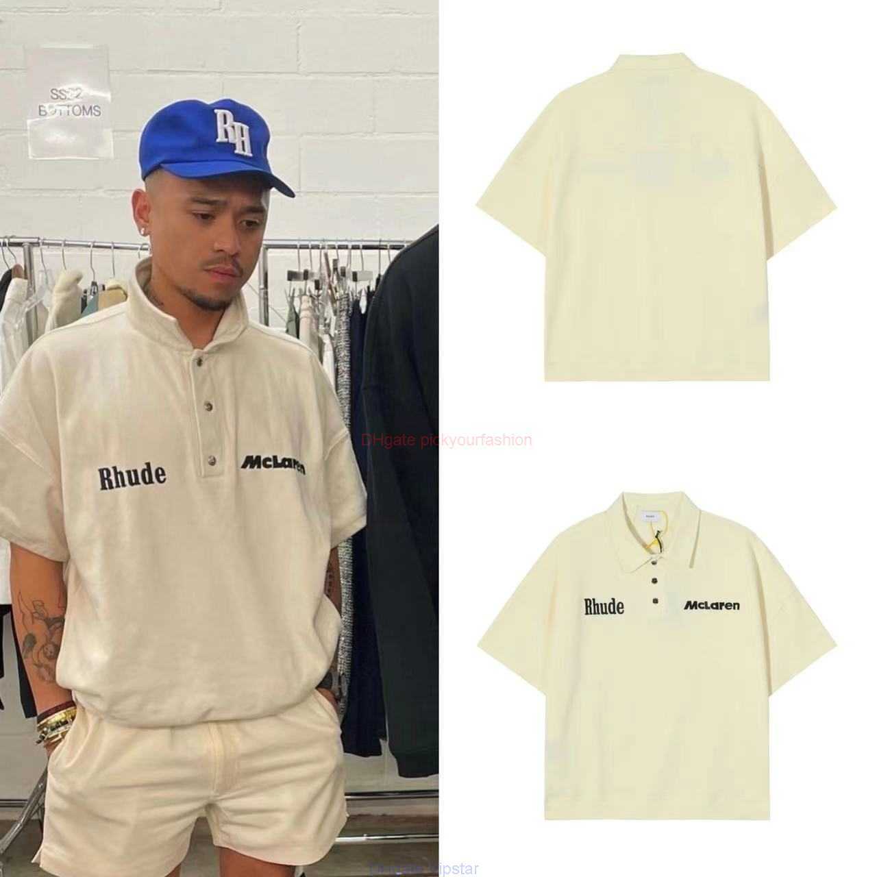 Designer Fashion Clothing Tees Tshirt Ceiling Edition High Street Rhude Co Branded Letter Embroidered Polo Collar Pullover Loose Fashion Versatile Couple Short Sl, Apricot
Designer Fashion Clothing Tees Tshirt Ceiling Edition High Street Rhude Co Branded Letter Embroidered Polo Collar Pullover Loose Fashion Versatile Couple Short Sl, Apricot
