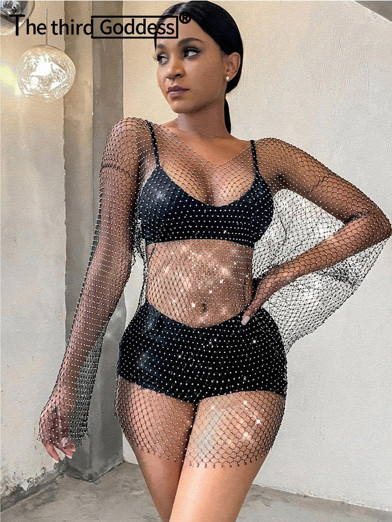 Dresses Sexy See Through Fishnet Rhinestone Summer Dress Women Glitter Mini Bodycon Club Party Dress Mesh Bikini Cover Up Beach Dress Hl, V neck-white
Dresses Sexy See Through Fishnet Rhinestone Summer Dress Women Glitter Mini Bodycon Club Party Dress Mesh Bikini Cover Up Beach Dress Hl, V neck-white