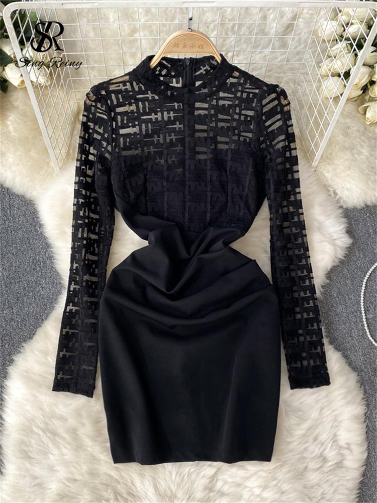 Casual Dresses SINGREINY Lace Patchwork Hollow Out Sexy Dress Spring Stand Neck Long Sleeve Sheath Fashion Zipper Women Party 2023, Black
Casual Dresses SINGREINY Lace Patchwork Hollow Out Sexy Dress Spring Stand Neck Long Sleeve Sheath Fashion Zipper Women Party 2023, Black