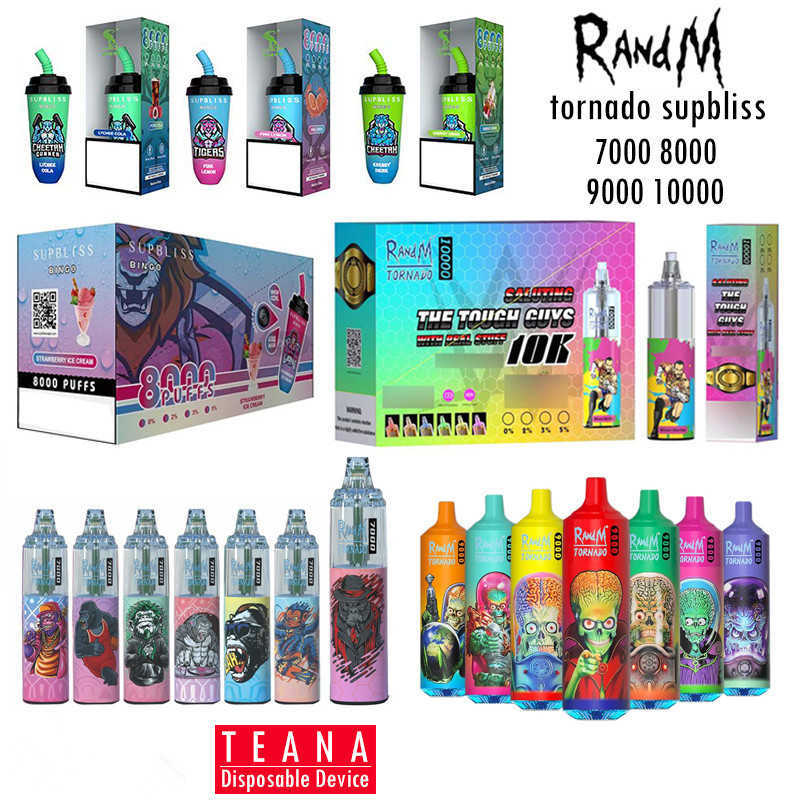 Original RANDM E Cigarette Kit Tornado 7000 9000 10000 Puffs Supbliss Bingo 8000 Disposable Vape Rechargeable Mesh Coil Vapes Pen, Tell us flavrs
Original RANDM E Cigarette Kit Tornado 7000 9000 10000 Puffs Supbliss Bingo 8000 Disposable Vape Rechargeable Mesh Coil Vapes Pen, Tell us flavrs