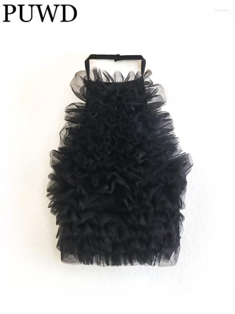 Women's Tanks PUWD Women Sexy Fashion With Silk Net Halter Tops Vintage Black Backless Solid Color Female Camis Mujer
Women's Tanks PUWD Women Sexy Fashion With Silk Net Halter Tops Vintage Black Backless Solid Color Female Camis Mujer