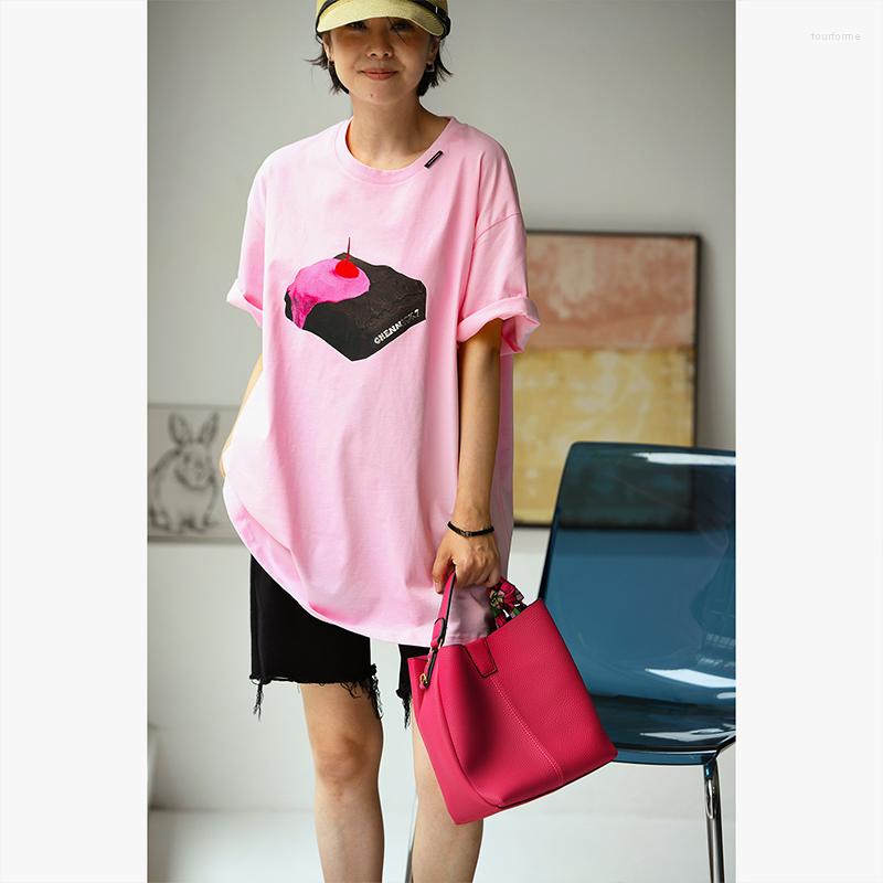Women's T Shirts MICOCO T3213C Korean Version Simple Cake Pattern Print Loose Medium Length Round Neck Short Sleeve T-shirt, Pink
Women's T Shirts MICOCO T3213C Korean Version Simple Cake Pattern Print Loose Medium Length Round Neck Short Sleeve T-shirt, Pink