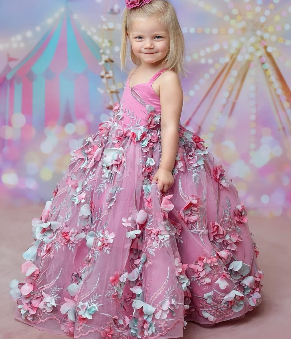 ethereal 2023 pink lace ball gown for girls flowing tulle style with delicate handmade flowers ideal for pageantry wear model zj414