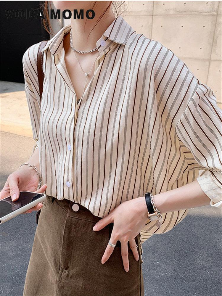 Women's Blouses Women Spring Summer Fashion Streetwear Blouse Loose Female Casual Tops Shirt Long Sleeve Button Up Stripes Korean Style, Blue
Women's Blouses Women Spring Summer Fashion Streetwear Blouse Loose Female Casual Tops Shirt Long Sleeve Button Up Stripes Korean Style, Blue