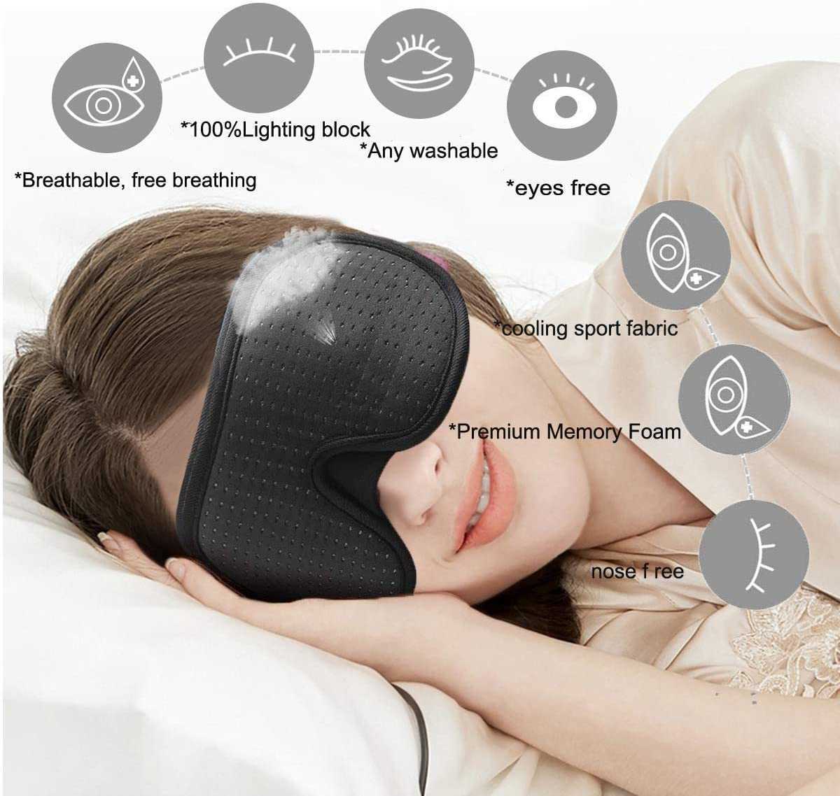 Sleep Masks 3D Mask for Sleep Eye Mask Lights Blockout Soft Padded Sleeping Fabric Cover Shade Blindfold Eyepatch J230602