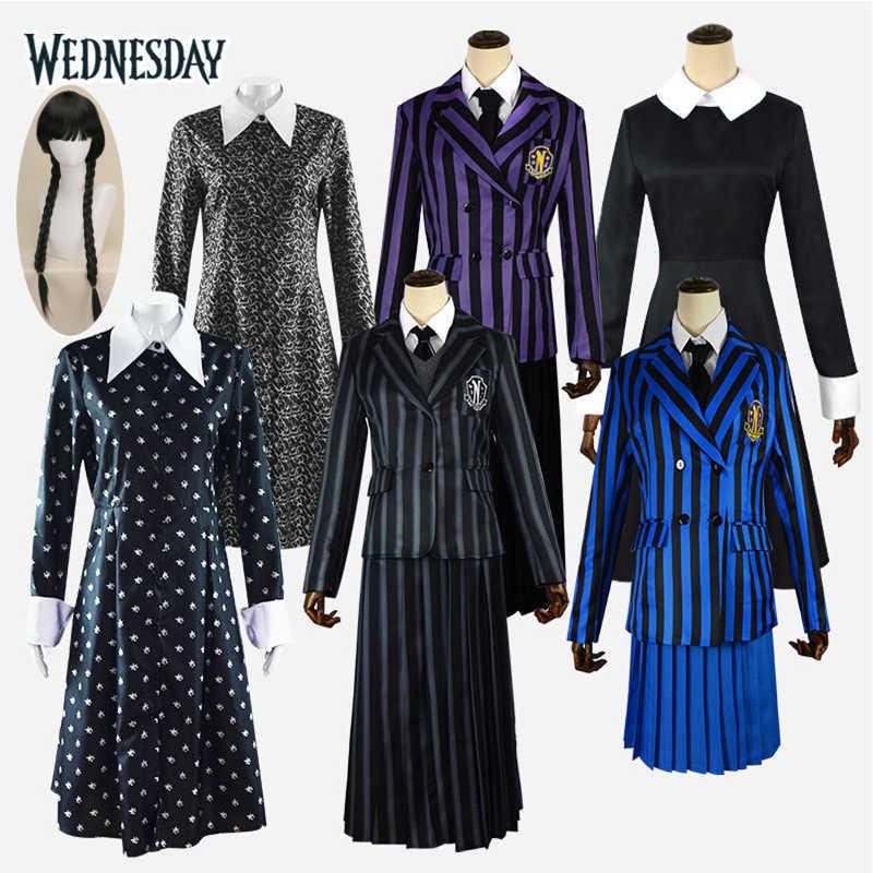 Anime Costumes Wednesday Addams Dress The Addams Family Nevermore Academy Cosplay Come School Uniform Suit Set Male Female dents Clothing Z0602
Anime Costumes Wednesday Addams Dress The Addams Family Nevermore Academy Cosplay Come School Uniform Suit Set Male Female dents Clothing Z0602