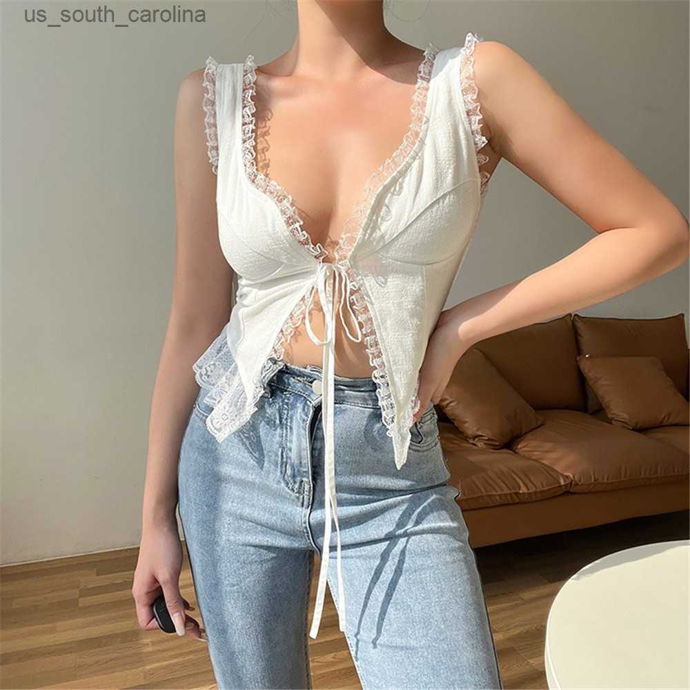Camis Womens Tube Top Lacework Slit Comfortable Crop Top Sexy Summer Lace Up V-Neck Sleeveless Underwear T-Shirts L230522, White
Camis Womens Tube Top Lacework Slit Comfortable Crop Top Sexy Summer Lace Up V-Neck Sleeveless Underwear T-Shirts L230522, White