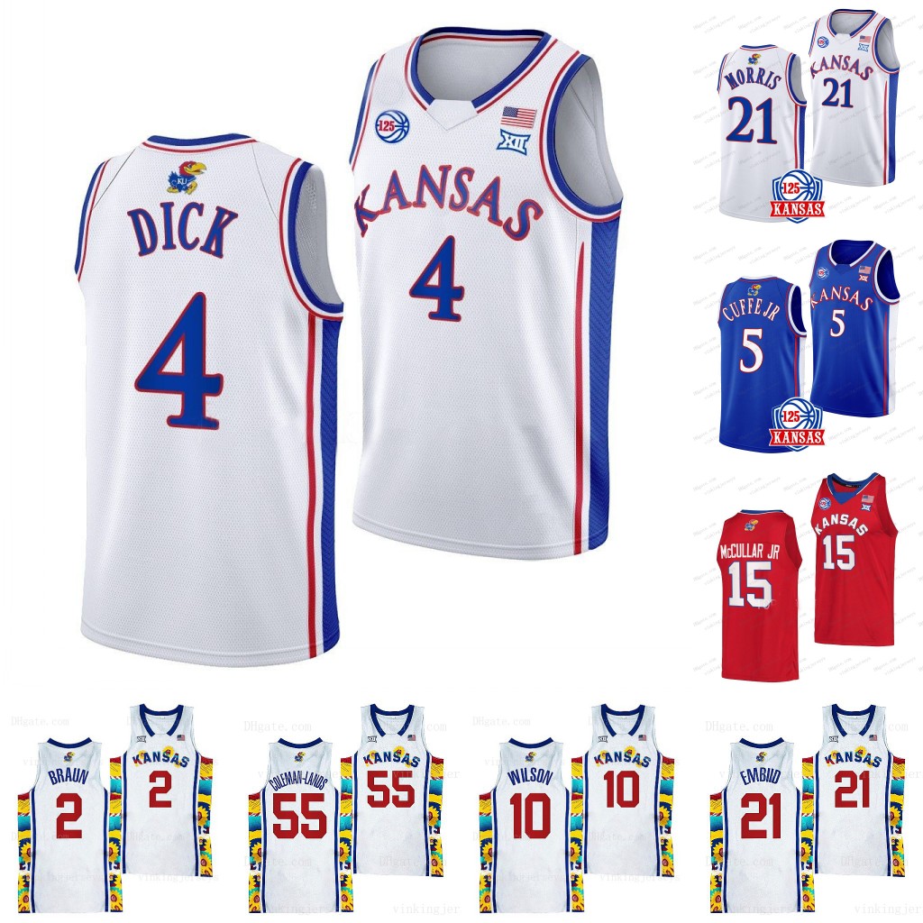 NCAA Kansas "Jayhawks" College Basketball Jersey Gradey Dick Dajuan Harris Jr. Ochai Agbaji Joseph Yesufu Remy Martin Cam Martin Mitch Lightfoot K.J. Christian Braun, White
NCAA Kansas "Jayhawks" College Basketball Jersey Gradey Dick Dajuan Harris Jr. Ochai Agbaji Joseph Yesufu Remy Martin Cam Martin Mitch Lightfoot K.J. Christian Braun, White