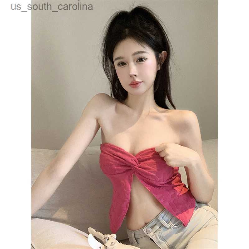 Camis Hot Girls' Sexy Flocking Open Umbilical Twisted Slit Camisole Womens Summer Slim Fit Short Strapless Tank Top Female Clothes L230522, Red
Camis Hot Girls' Sexy Flocking Open Umbilical Twisted Slit Camisole Womens Summer Slim Fit Short Strapless Tank Top Female Clothes L230522, Red