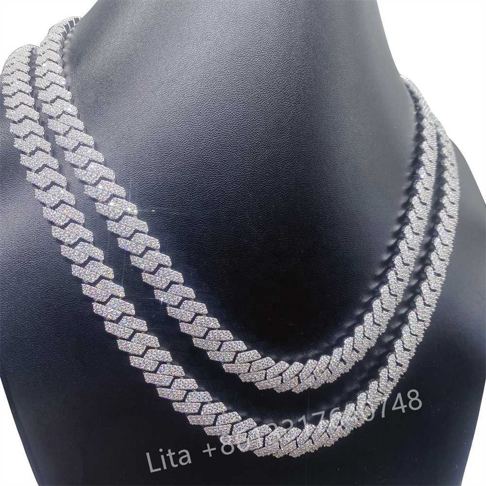 necklace moissanite chain Custom Hip Hop Jewelry 925 Sterling Silver Diamond Iced Out Cuban Link