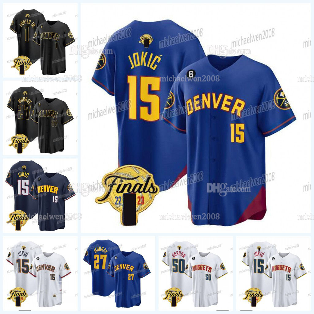 Custom Nugget 2023 Finals Baseball Jersey Nikola Jokic Aaron Gordon Jamal Murray Michael Porter Jr. Bruce Brown Christian Braun Jeff Green Kentavious Caldwell-Pope