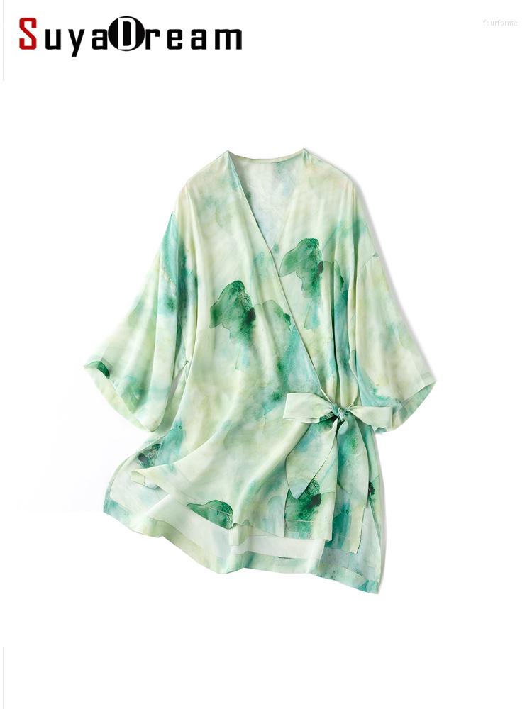 Women's Blouses SuyaDream Women Wrap Belted Shirts Silk Crepe Single Printed Vintage Loose 2023 Spring Summer Top Green, Light green
Women's Blouses SuyaDream Women Wrap Belted Shirts Silk Crepe Single Printed Vintage Loose 2023 Spring Summer Top Green, Light green