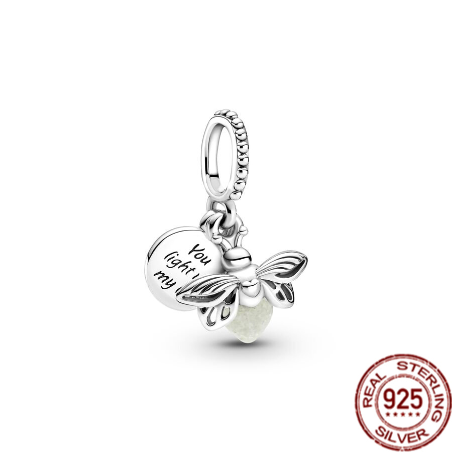 925 Sterling Silver Dangle Charm Fireflies Balloon Bubble Tea Teddy Beads Suitable for Primitive Bracelets DIY Jewelry Gift Free Delivery