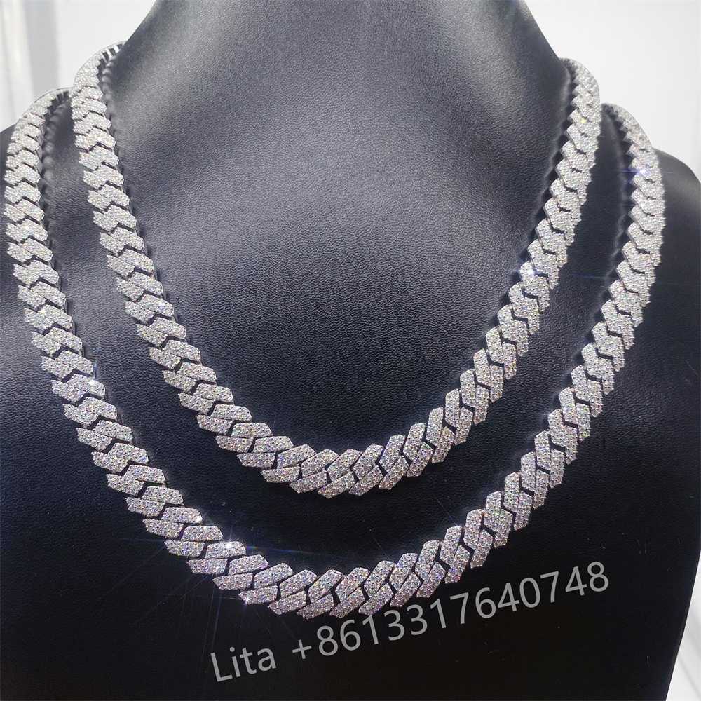 necklace moissanite chain Custom Hip Hop Jewelry 925 Sterling Silver Diamond Iced Out Cuban Link
