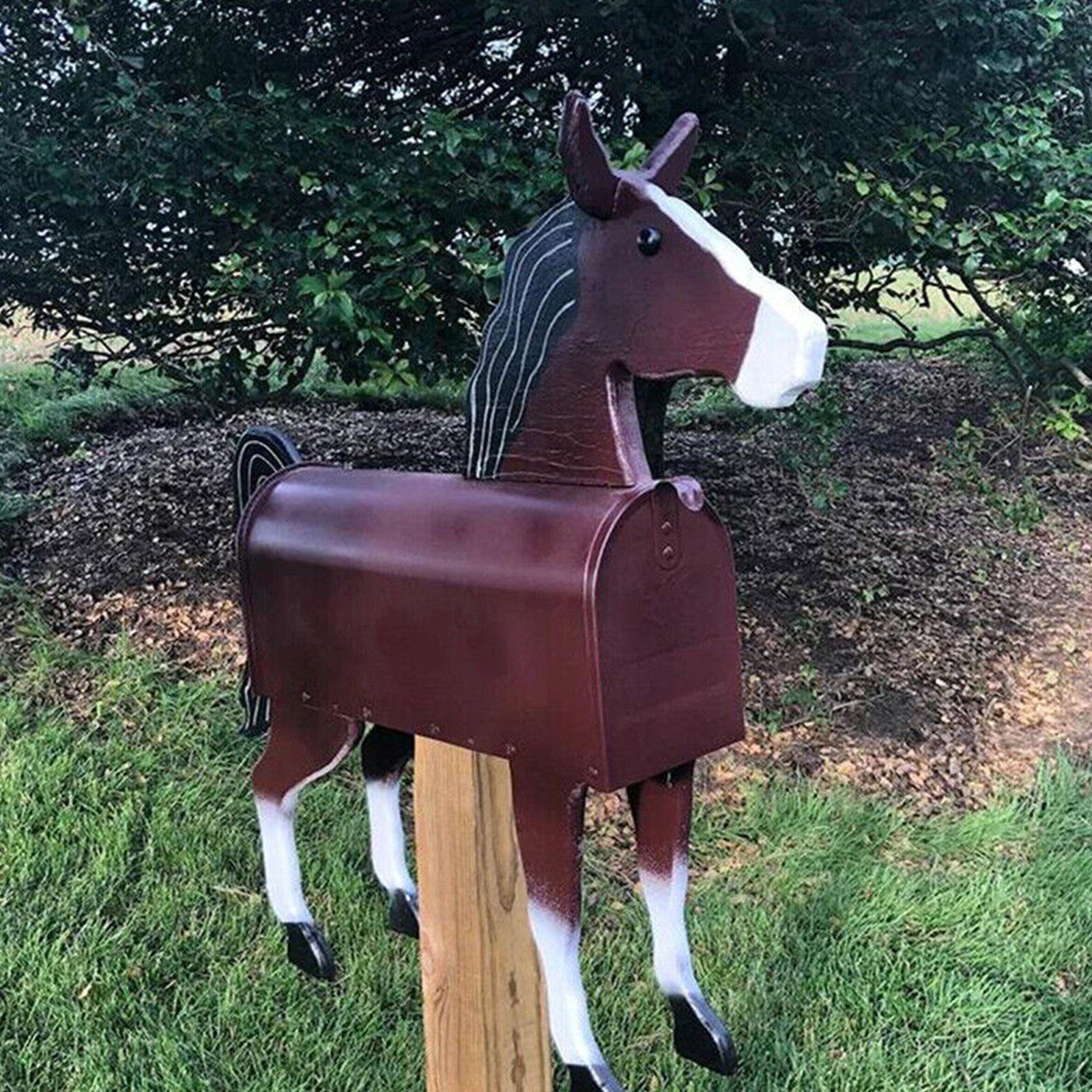 Garden Decorations Unique Chicken Cow Horse Mailbox Metal Wall Mounted Post Box Weatherproof Farm Animal Mailboxes Outside Decoration Crafts 230603